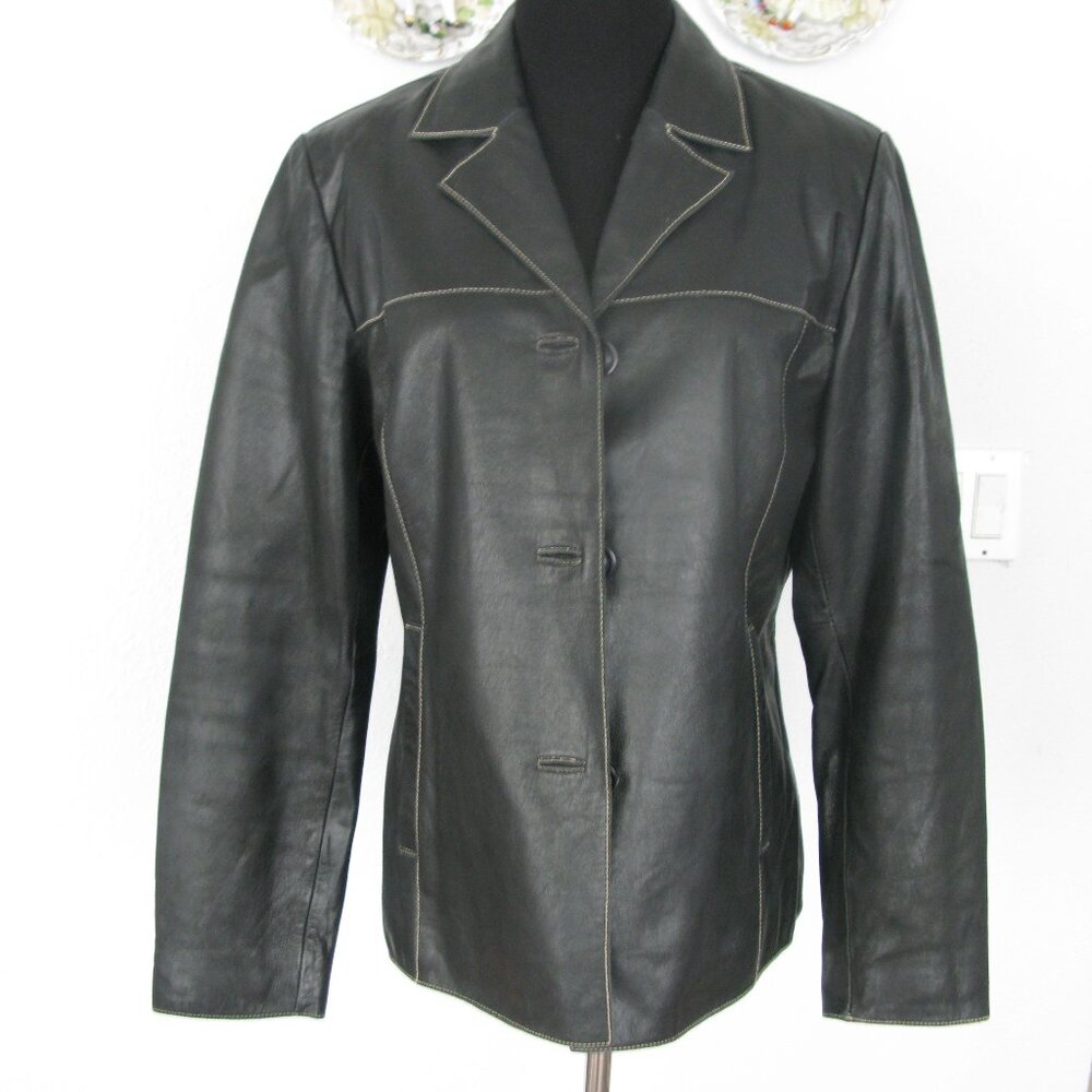 Beautiful Fancy %100 Genuine Leather Women's Jacket/Coat in Black size Medium